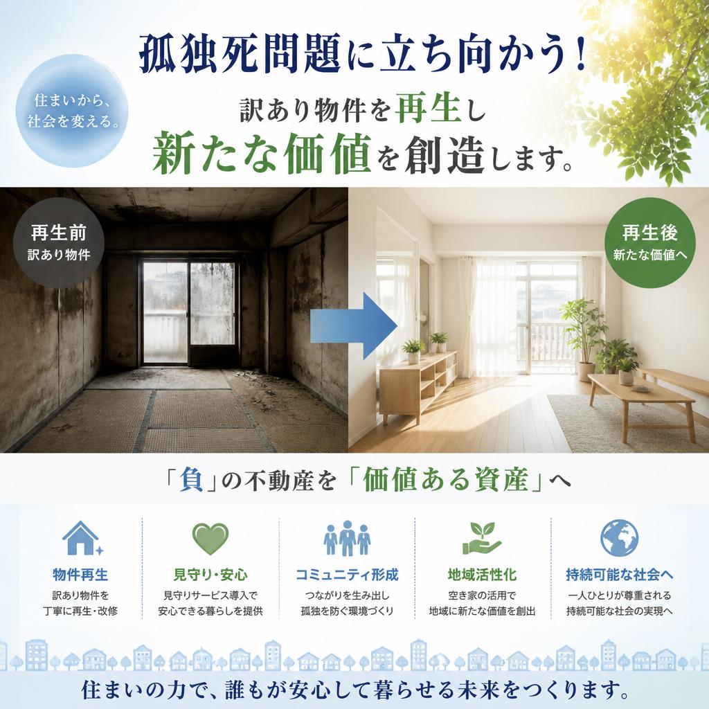 孤独死問題に立ち向かう！訳あり物件を再生し新たな価値を創造します。