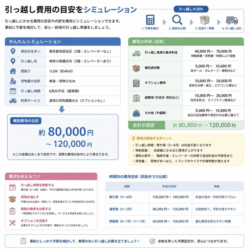 引っ越し費用をシミュレーション