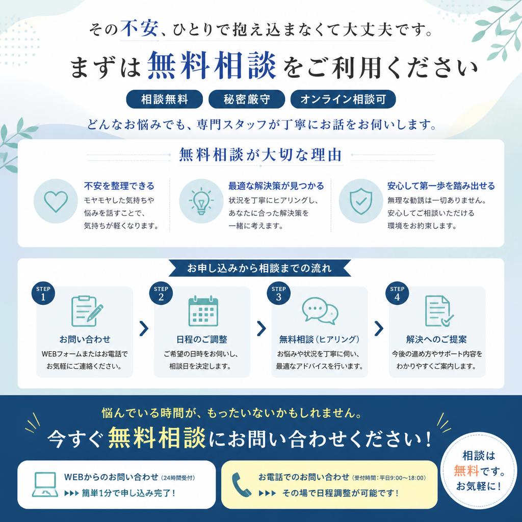 まずは無料相談から！