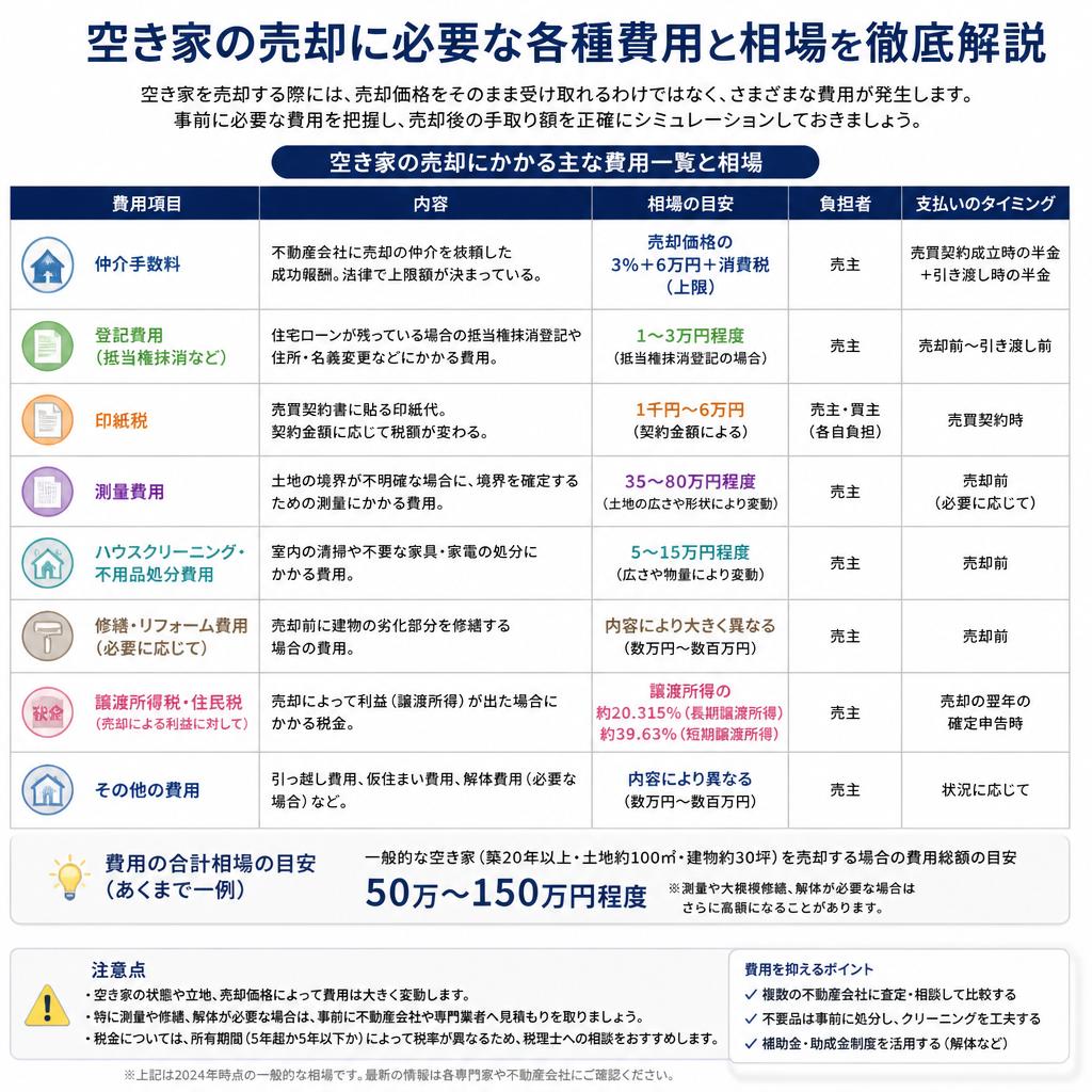 2. 空き家売却にかかる費用相場