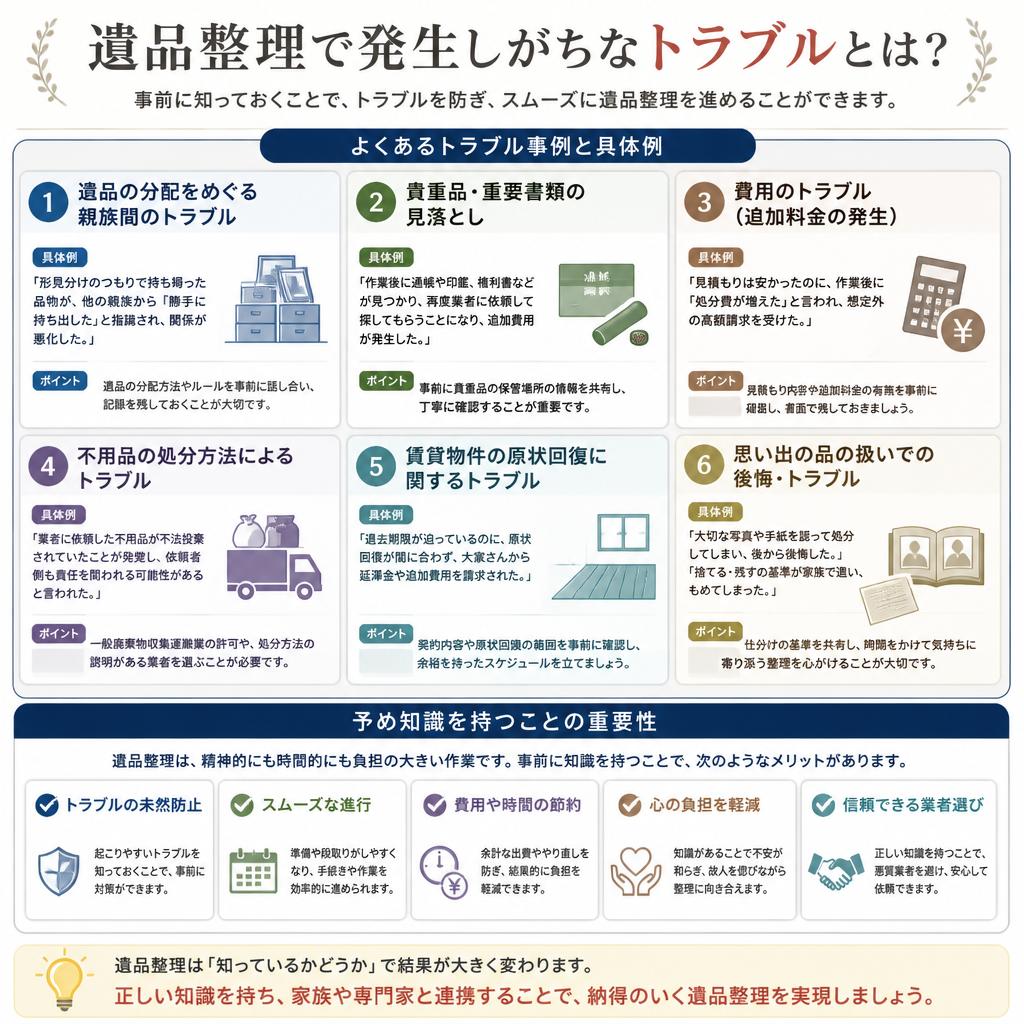 2. 遺品整理に伴うよくあるトラブル