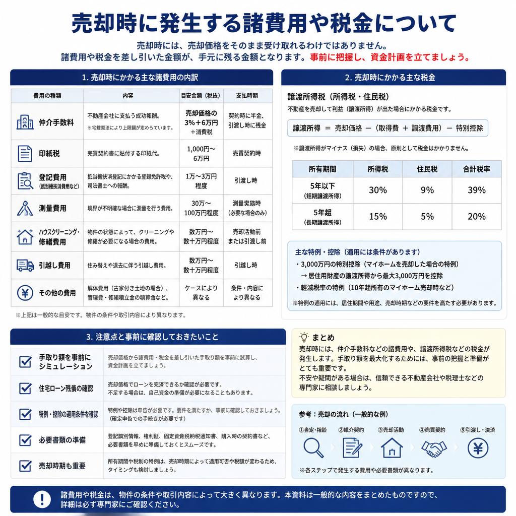 売却にかかる諸費用の明細