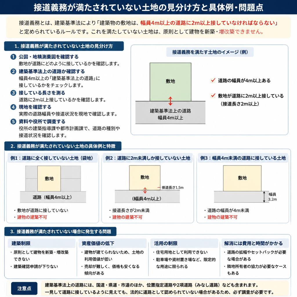 接道義務が満たされていない土地の特徴