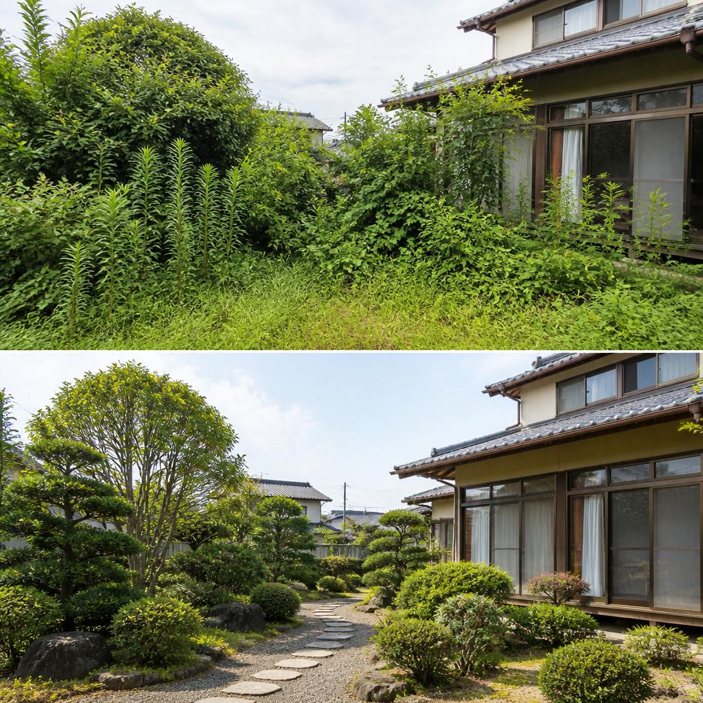 空き家の草木管理で悩むあなたへ。放置した庭木を美しい空間に再生！