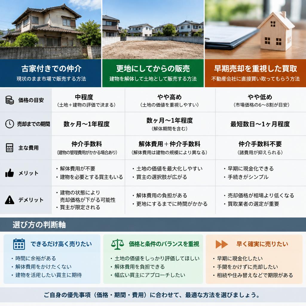古家付きのまま？更地にする？売却方法を比較